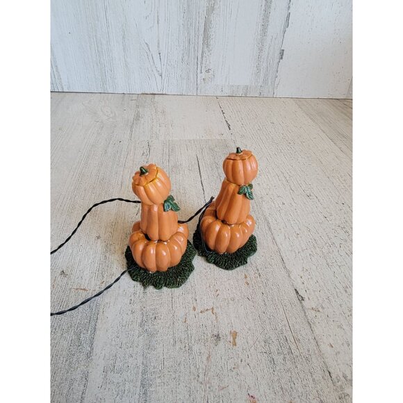 Lemax Pumpkin Jack O'Lantern stack Halloween village accessory set - Picture 4 of 6